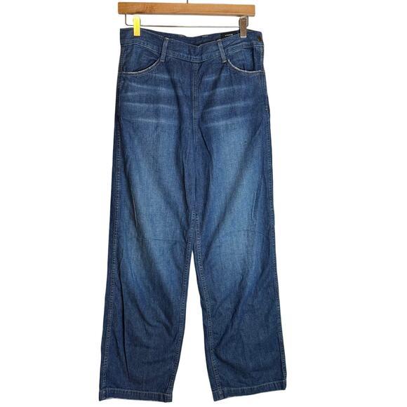 Vince Jeans Women’s 26 Wide Leg 100% Cotton High Waist Denim Boho Flared Dark - Picture 1 of 15